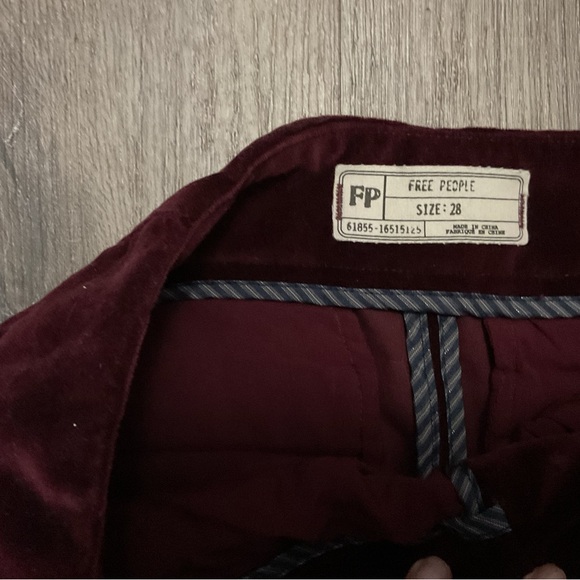 Free People Burgundy Velvet Pants - Picture 4 of 5
